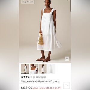 Jcrew cotton voile shift dress in white 2X